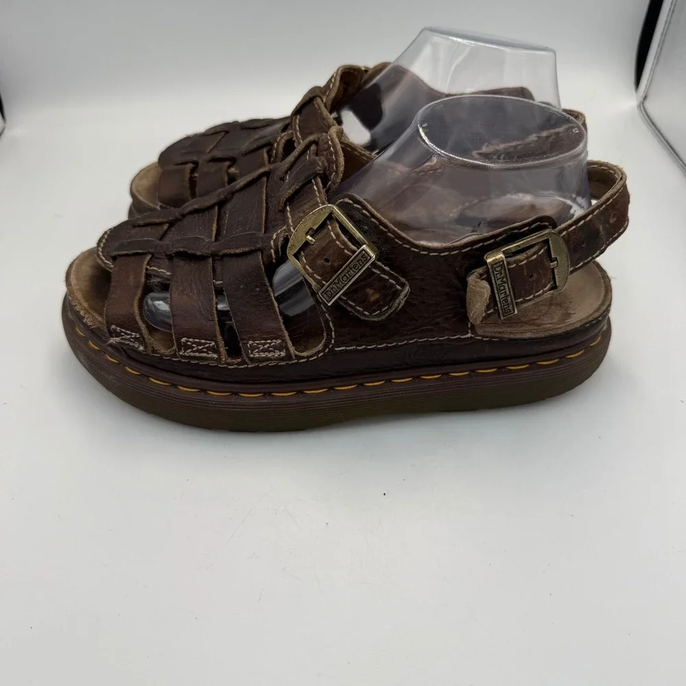 Dr. Martens 8092 Vintage Made in England Brown Leather Fisherman Sandals Mens 10